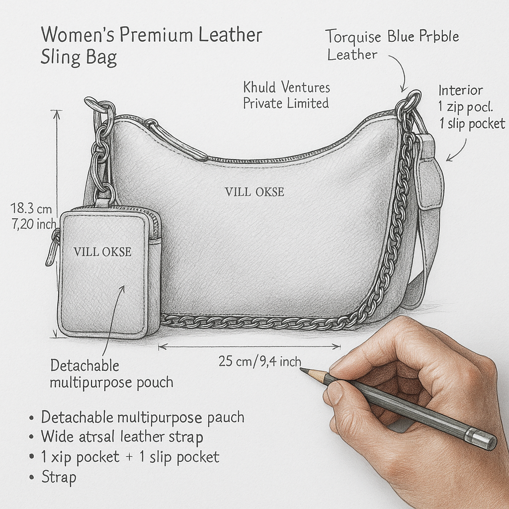Sarah Side Arm Leather Bag by VILL OKSE: Luxury Sling Style - VILL OKSE