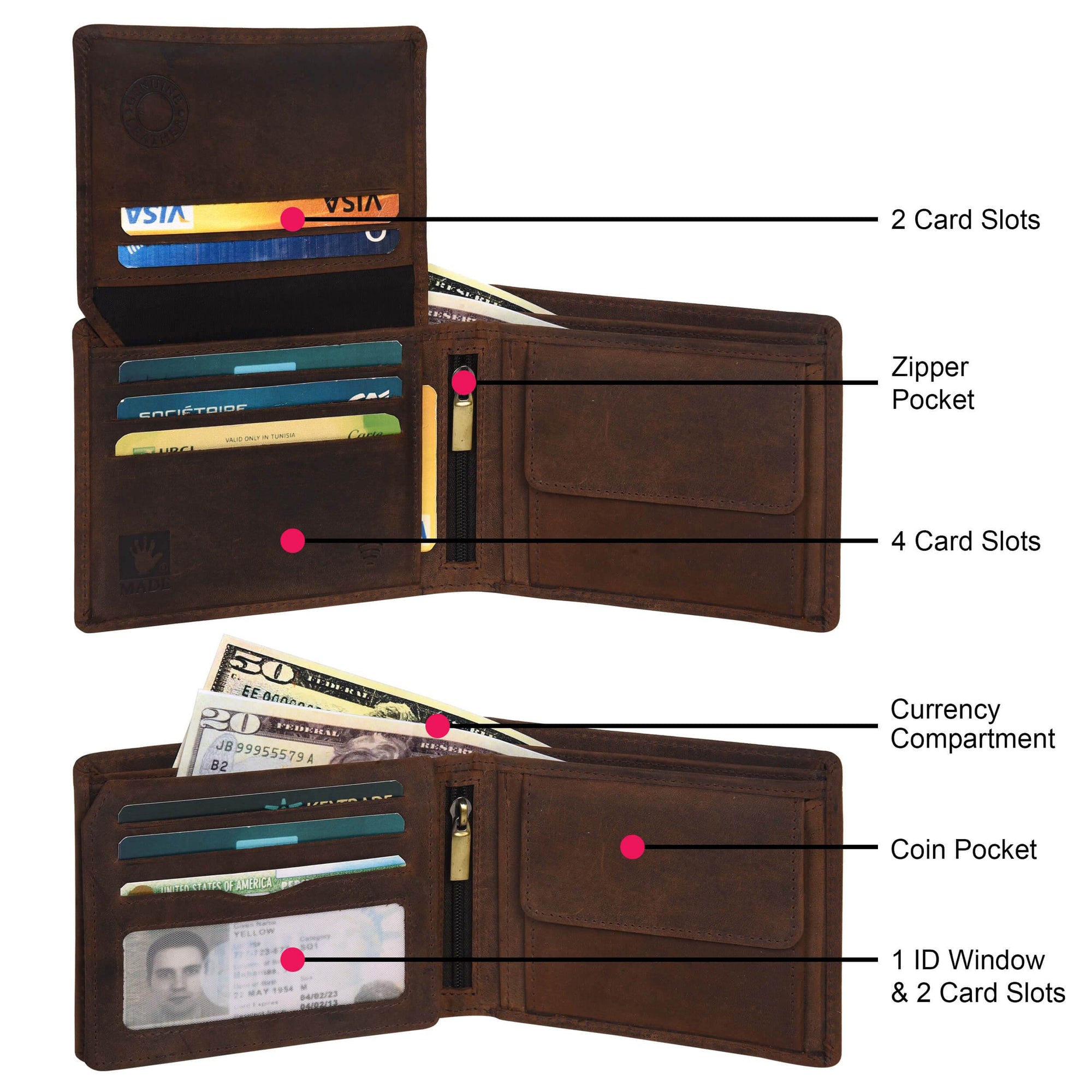 The Royal - RFID Protected Leather Wallet - Oak Brown Hunter - VILL OKSE