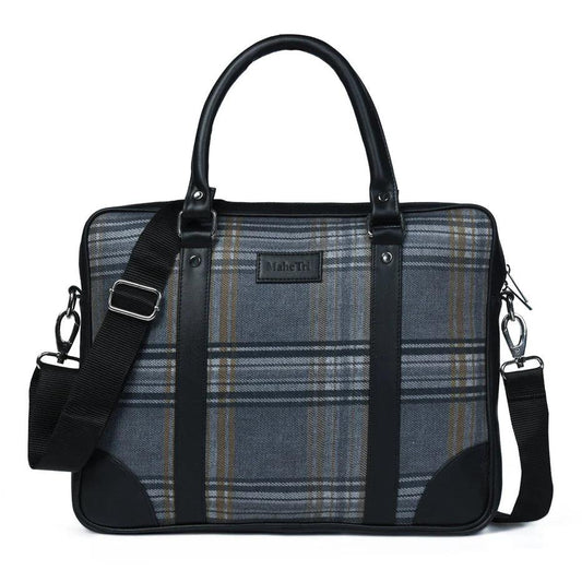 The Gaib - Black Vegan Leather Laptop Bag - VILL OKSE