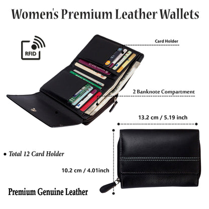 Ms Lang - RFID Protected Genuine Leather Wallet for Women - VILL OKSE