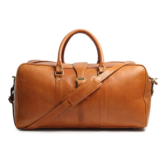 The Bjorn — Genuine Leather Weekender / Duffel Bag — Cognac VT Leather