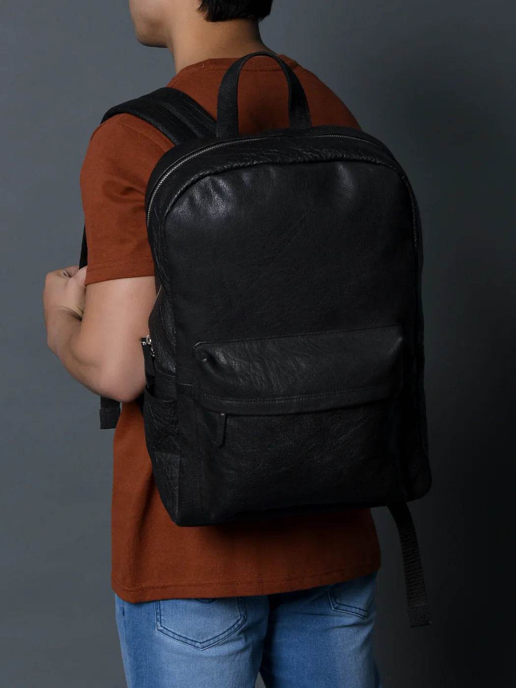The Noir - Genuine Leather Backpack - Black Nappa - VILL OKSE