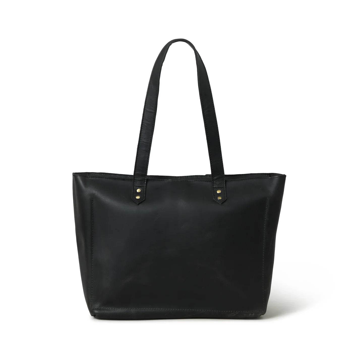 The Work - Genuine Leather Tote Bag - Black Nappa - VILL OKSE
