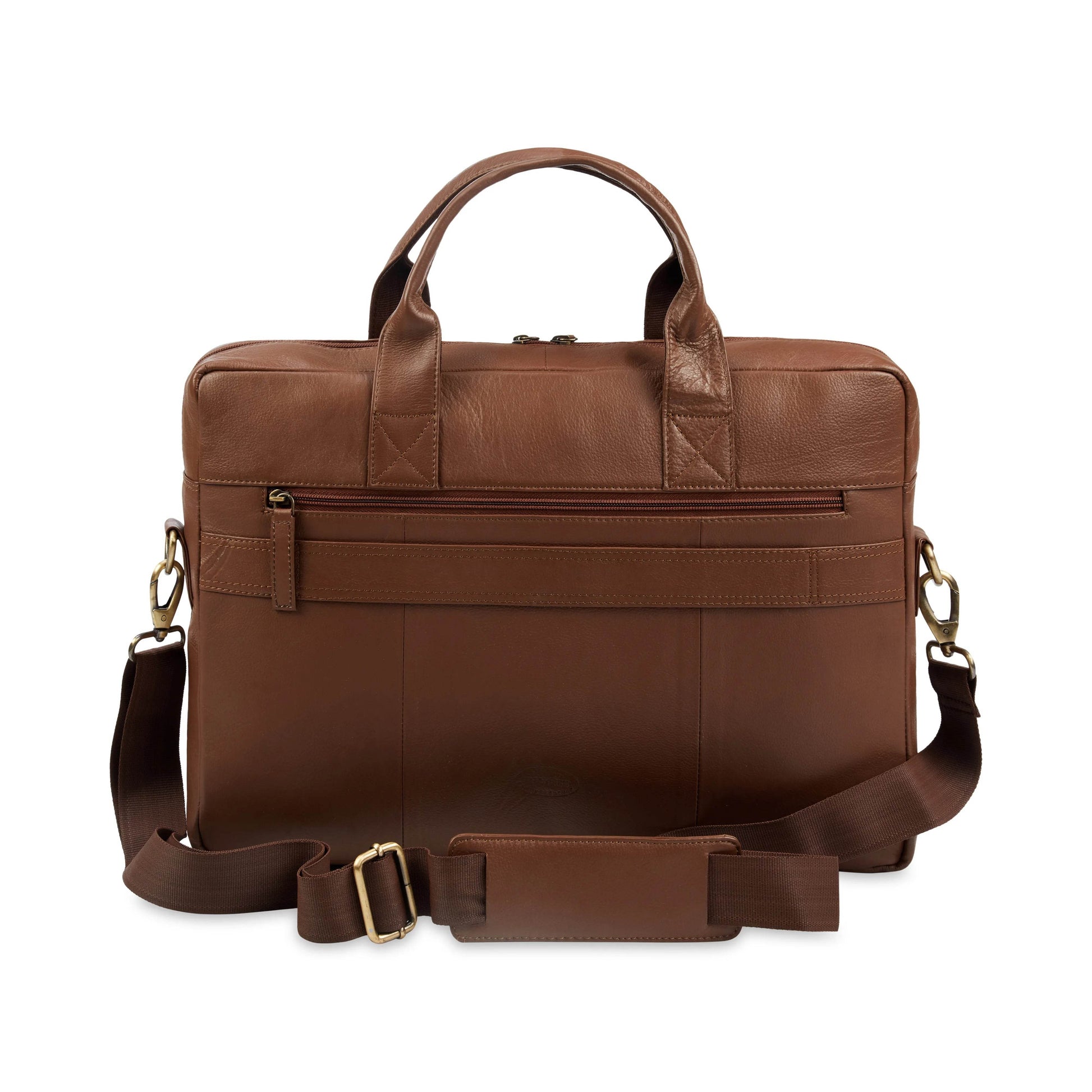 The Mandarin - Genuine Leather Laptop Bag - Cognac Nappa - VILL OKSE