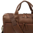 The Mandarin - Genuine Leather Laptop Bag - Cognac Nappa - VILL OKSE