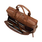 The Mandarin - Genuine Leather Laptop Bag - Cognac Nappa - VILL OKSE