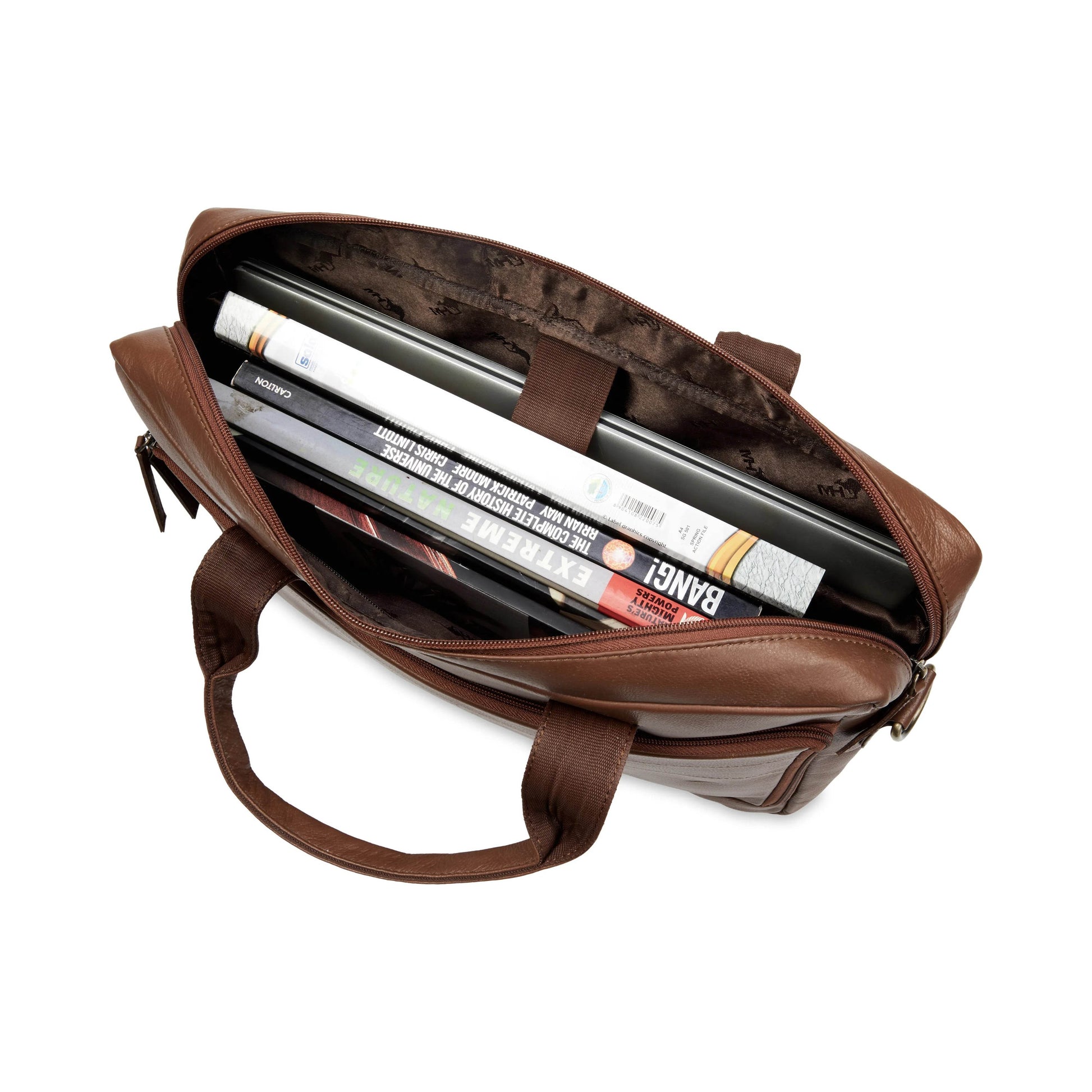 The Mandarin - Genuine Leather Laptop Bag - Cognac Nappa - VILL OKSE