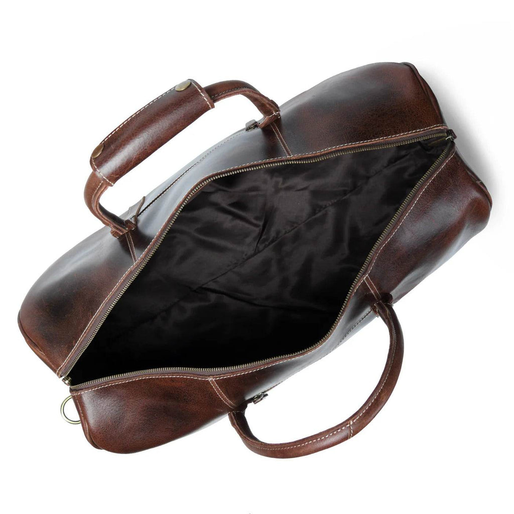 The Traveler - Genuine Leather Weekender Bag - Brown Oil Pull Up - VILL OKSE