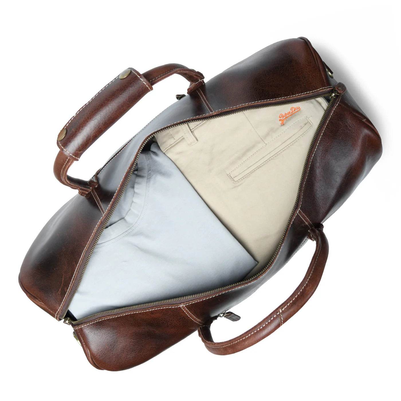 The Traveler - Genuine Leather Weekender Bag - Brown Oil Pull Up - VILL OKSE