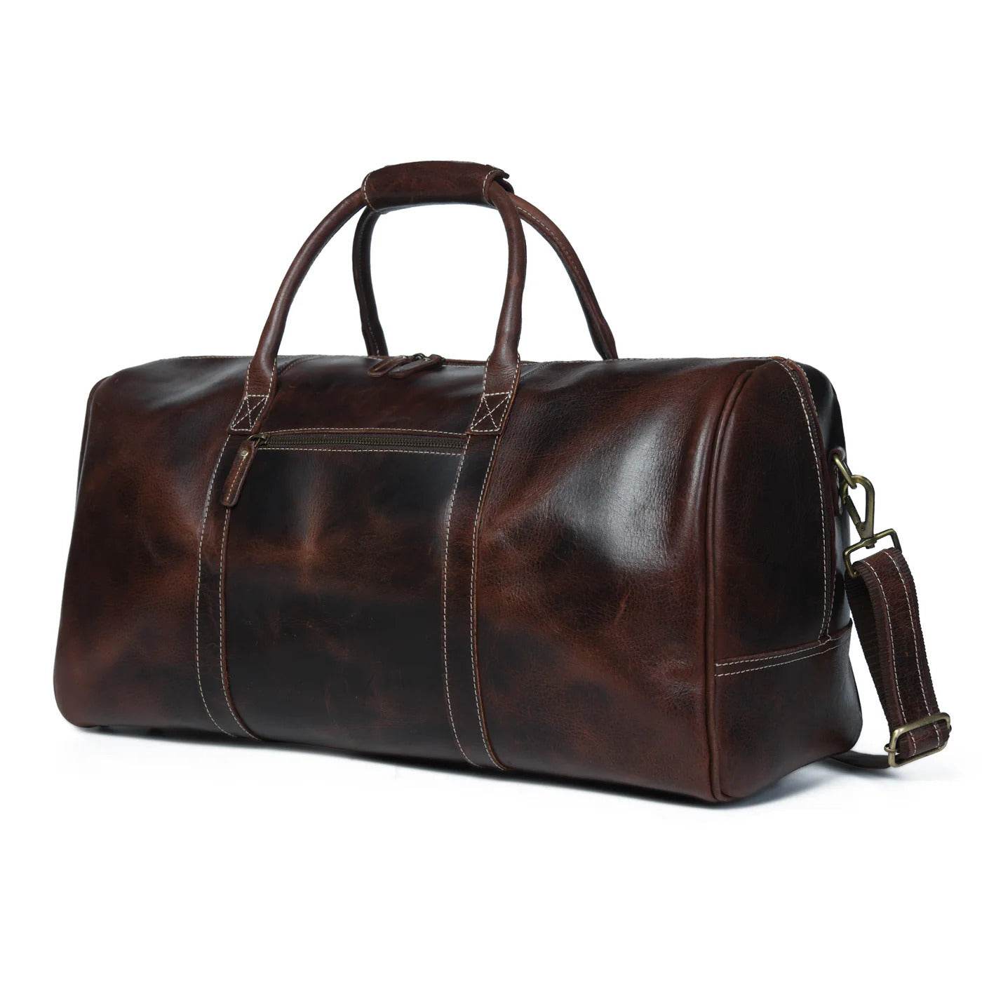 The Traveler - Genuine Leather Weekender Bag - Brown Oil Pull Up - VILL OKSE