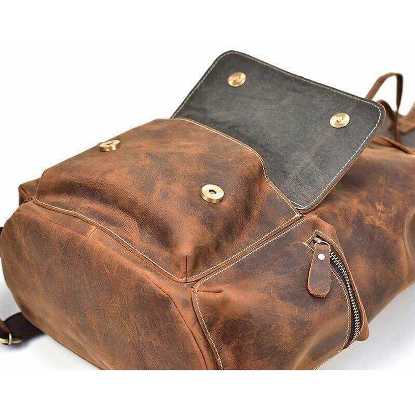 The Neil - Genuine Leather Backpack - Oak Brown Hunter - VILL OKSE
