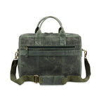 The Mandarin - Genuine Leather Laptop Bag - Green Waxy Hunter - VILL OKSE
