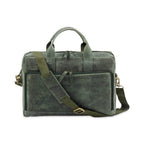 The Mandarin - Genuine Leather Laptop Bag - Green Waxy Hunter - VILL OKSE