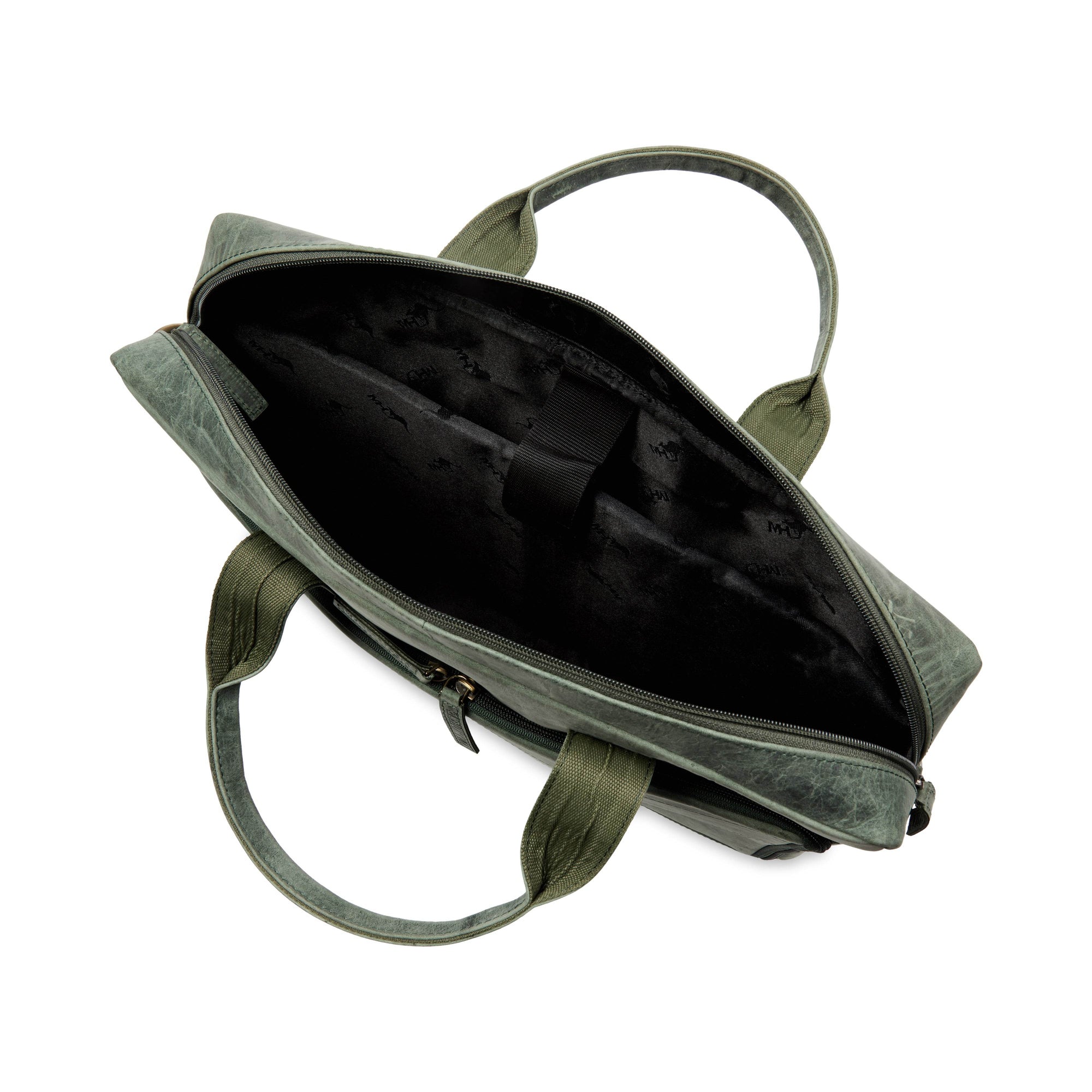 The Mandarin - Genuine Leather Laptop Bag - Green Waxy Hunter - VILL OKSE