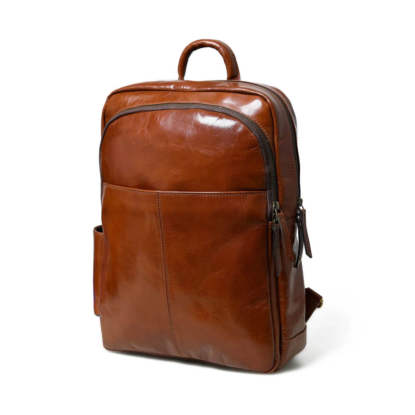 The Trek - Genuine Leather Backpack - Cognac Oil Pull Up - VILL OKSE
