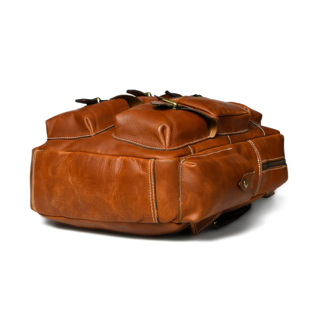 The Adventurer - Genuine Leather Backpack - Cognac Oil Pull Up - VILL OKSE