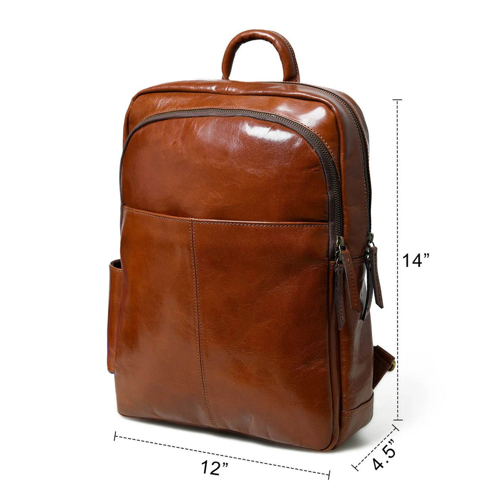 The Trek - Genuine Leather Backpack - Cognac Oil Pull Up - VILL OKSE