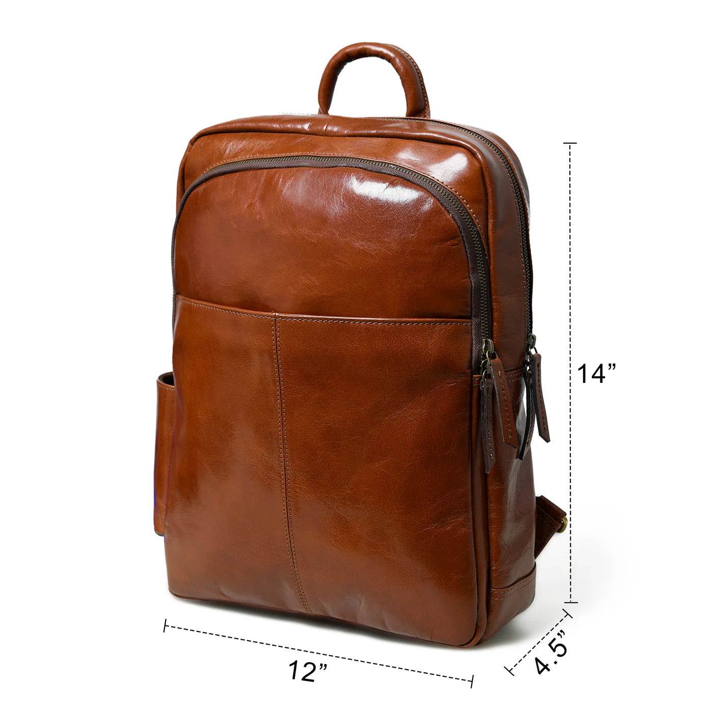 The Trek - Genuine Leather Backpack - Cognac Oil Pull Up - VILL OKSE