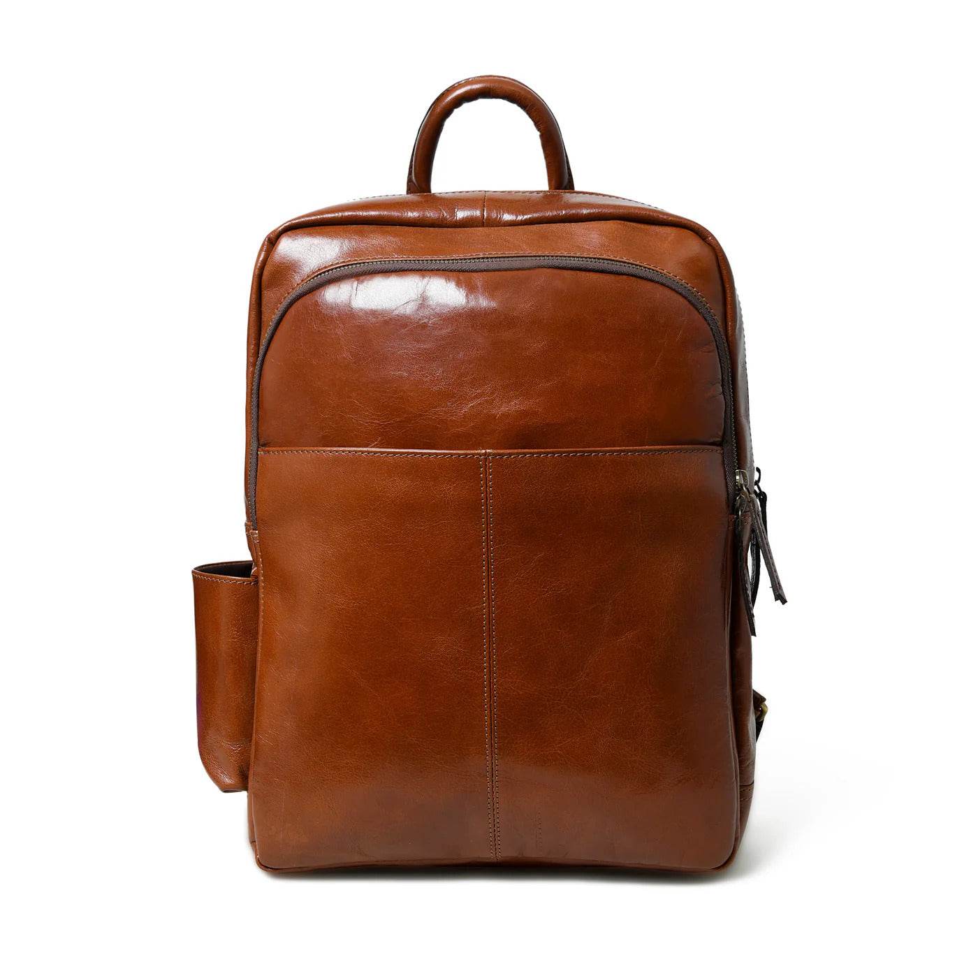 The Trek - Genuine Leather Backpack - Cognac Oil Pull Up - VILL OKSE