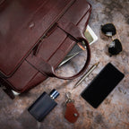 The Mandarin Genuine Leather Laptop Bag - B Brown Floater - VILL OKSE