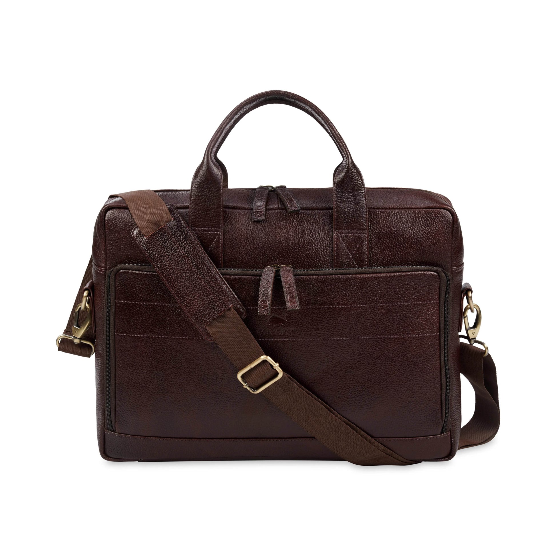 The Mandarin Genuine Leather Laptop Bag - B Brown Floater - VILL OKSE