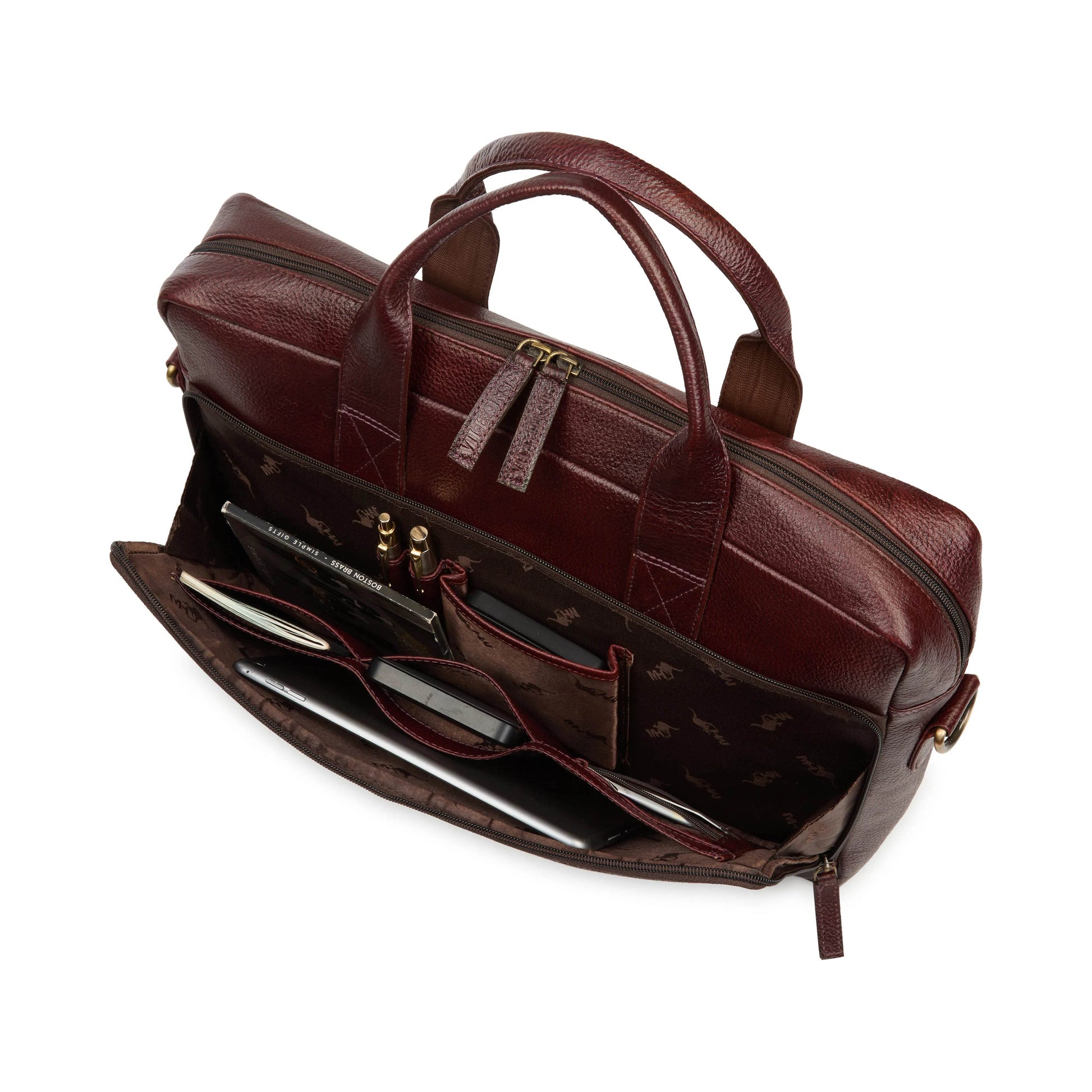 The Mandarin Genuine Leather Laptop Bag - B Brown Floater - VILL OKSE