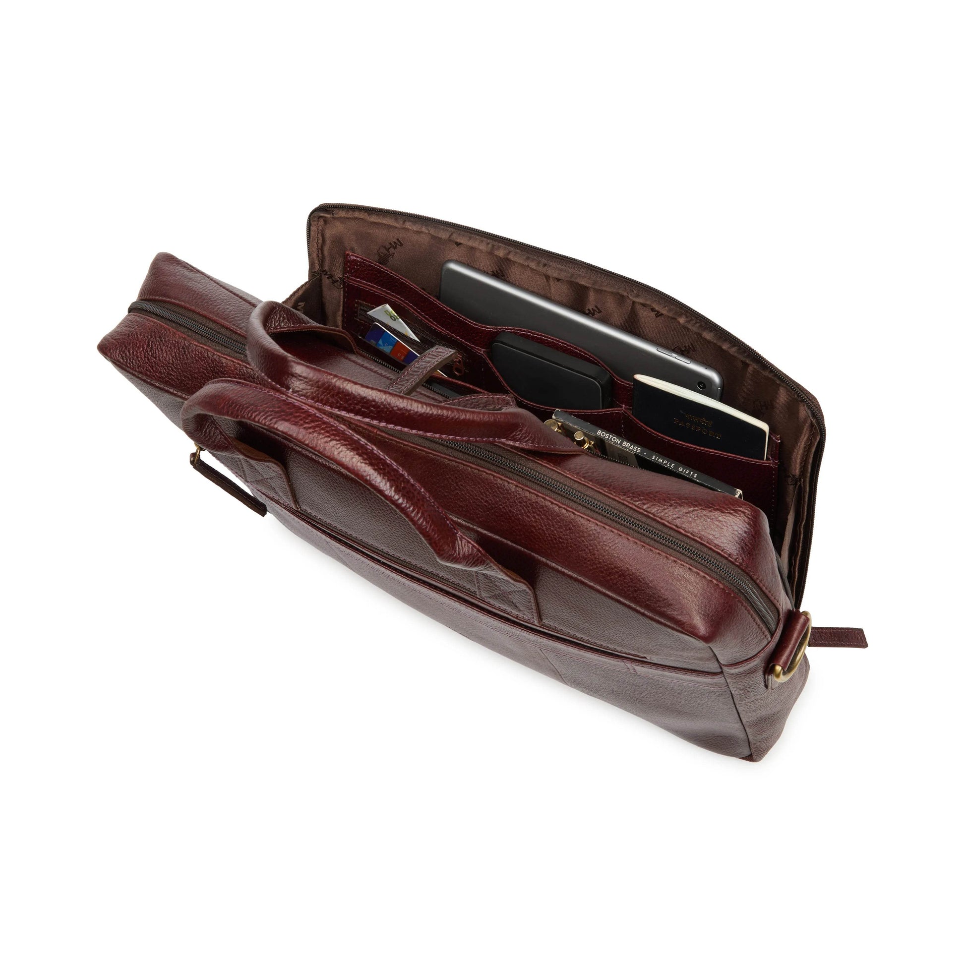The Mandarin Genuine Leather Laptop Bag - B Brown Floater - VILL OKSE