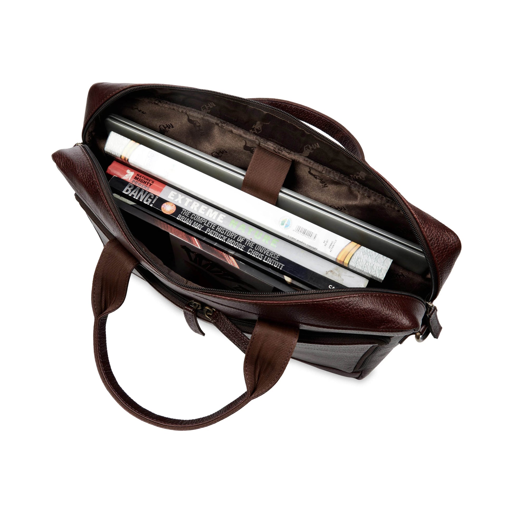 The Mandarin Genuine Leather Laptop Bag - B Brown Floater - VILL OKSE