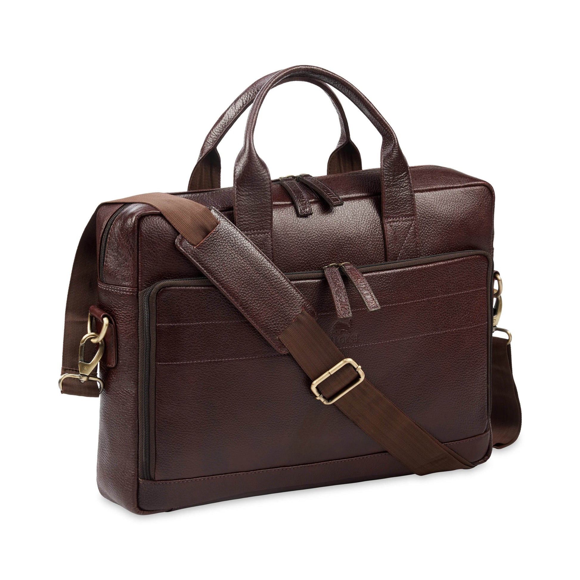 The Mandarin Genuine Leather Laptop Bag - B Brown Floater - VILL OKSE