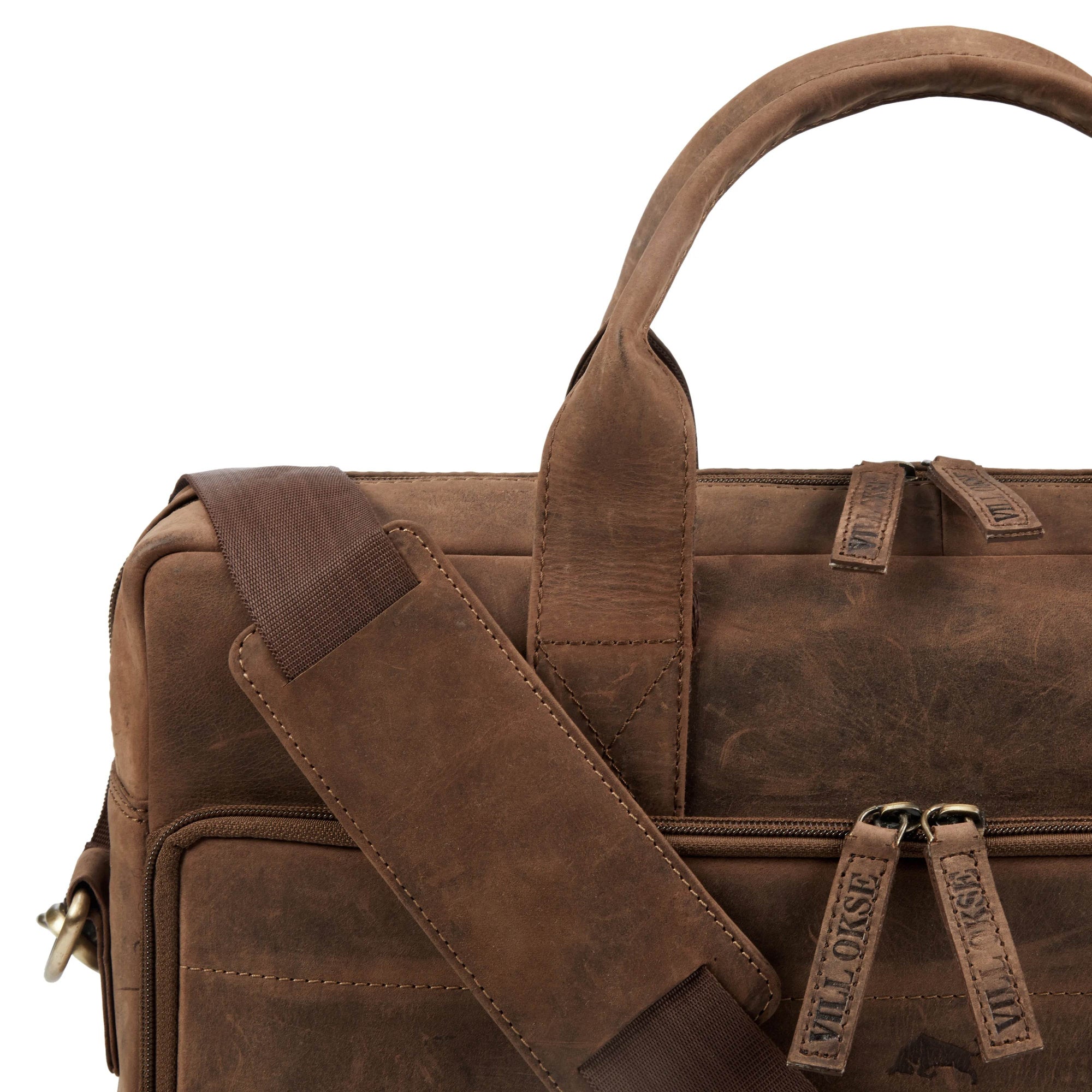 The Mandarin - Genuine Leather Laptop Bag - Oak Brown Hunter - VILL OKSE