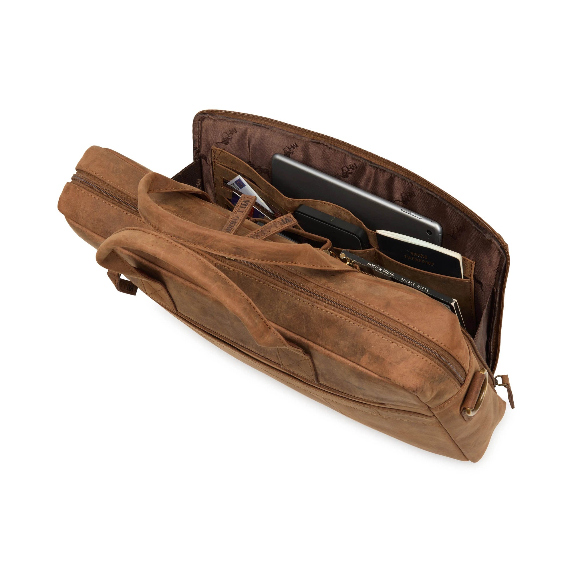 The Mandarin - Genuine Leather Laptop Bag - Oak Brown Hunter - VILL OKSE