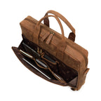 The Mandarin - Genuine Leather Laptop Bag - Oak Brown Hunter - VILL OKSE
