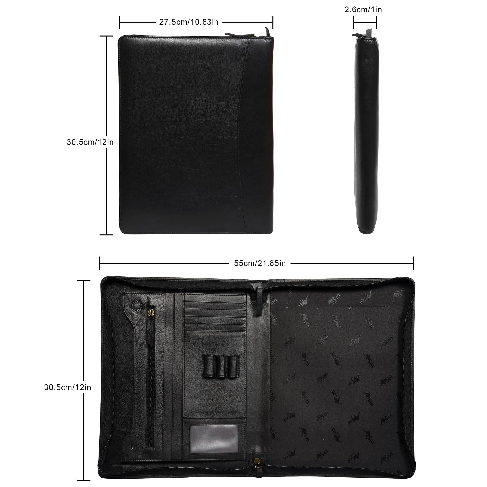 The Harley - Genuine Leather Padfolio - Black Nappa - VILL OKSE