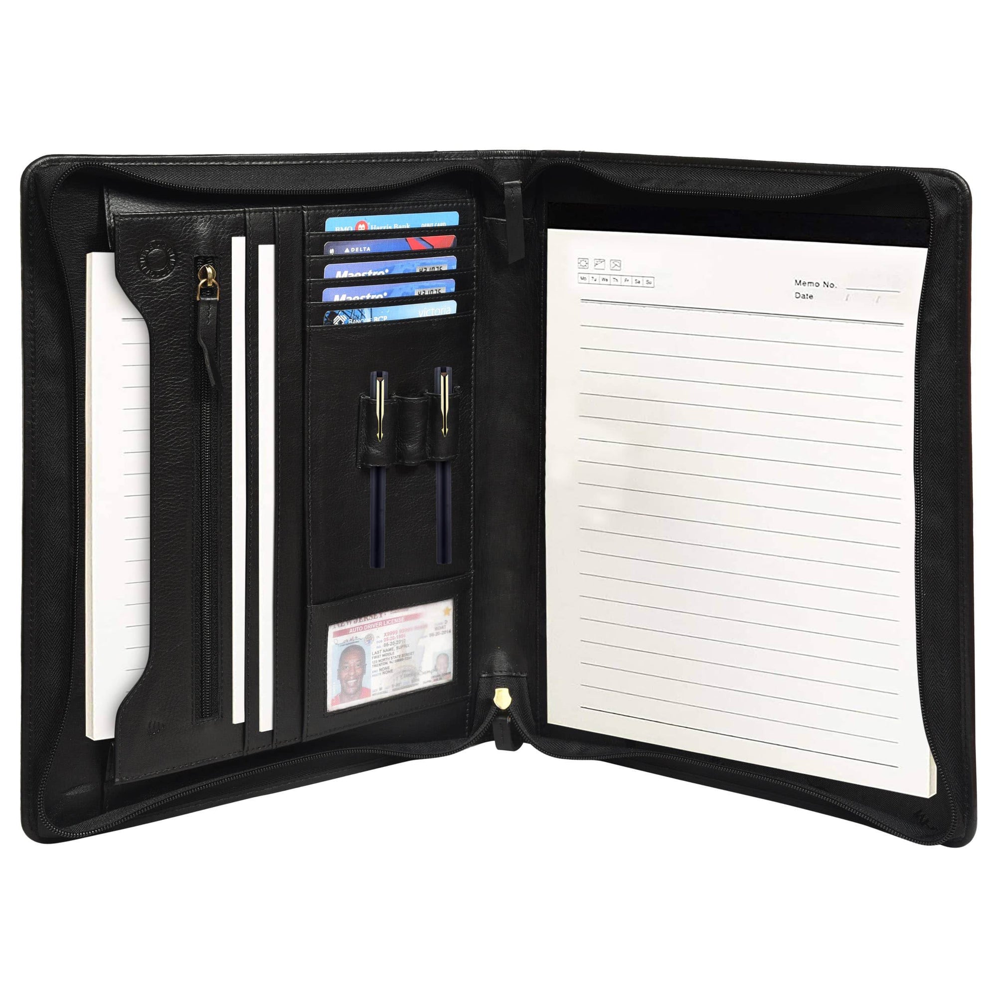 The Harley - Genuine Leather Padfolio - Black Nappa - VILL OKSE