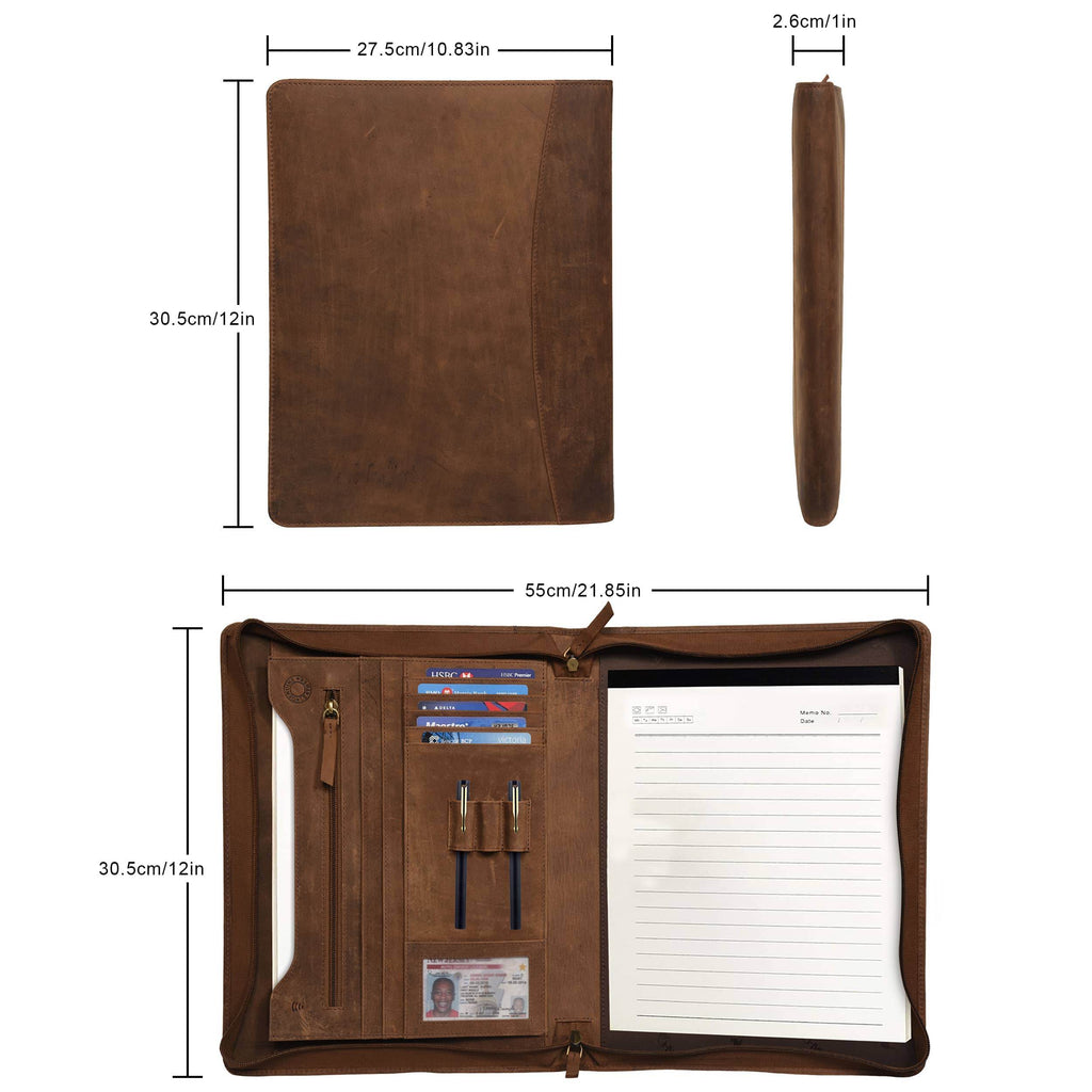 The Harley - Genuine Leather Padfolio - Oak Brown Hunter - VILL OKSE
