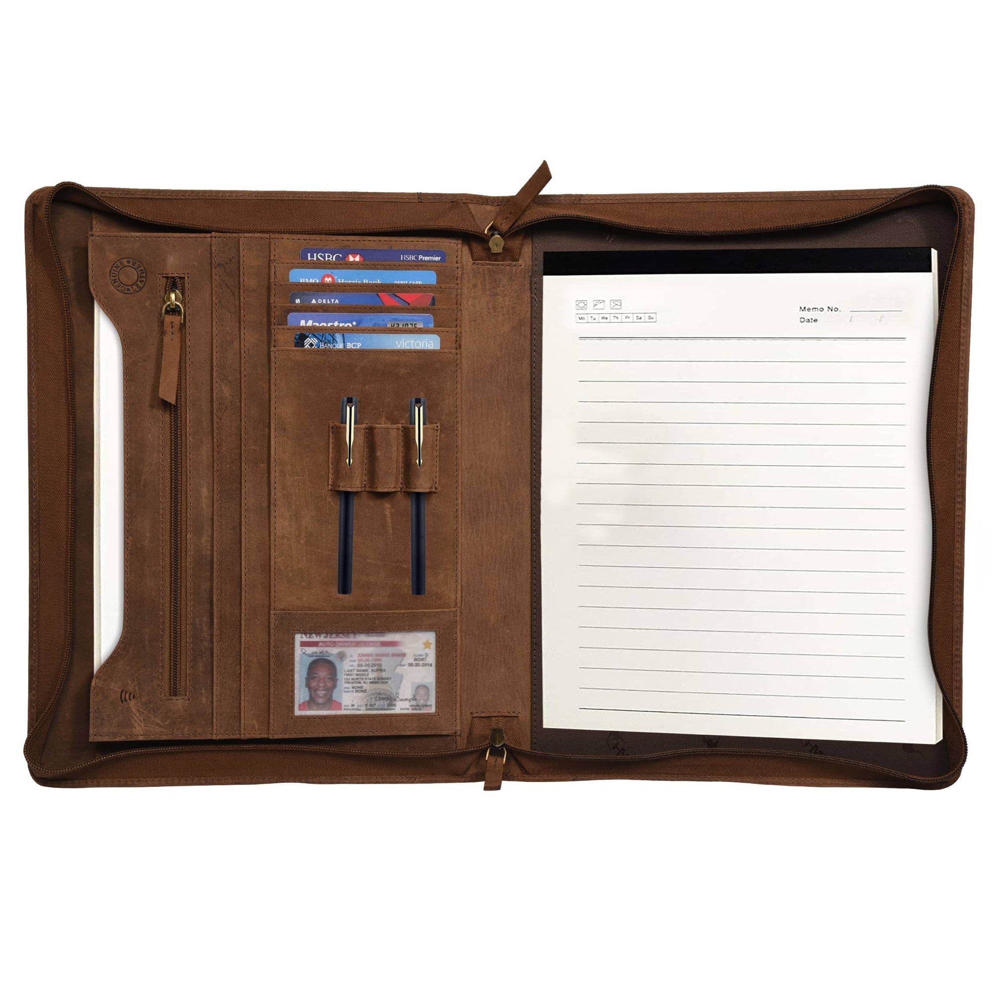 The Harley - Genuine Leather Padfolio - Oak Brown Hunter - VILL OKSE