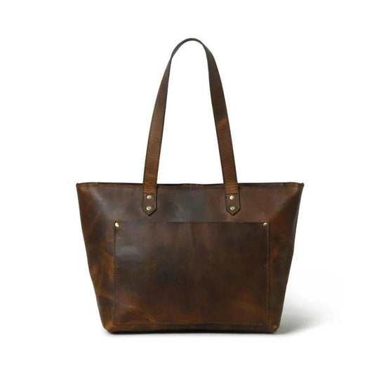 The Work - Genuine Leather Tote Bag - Oak Brown Hunter