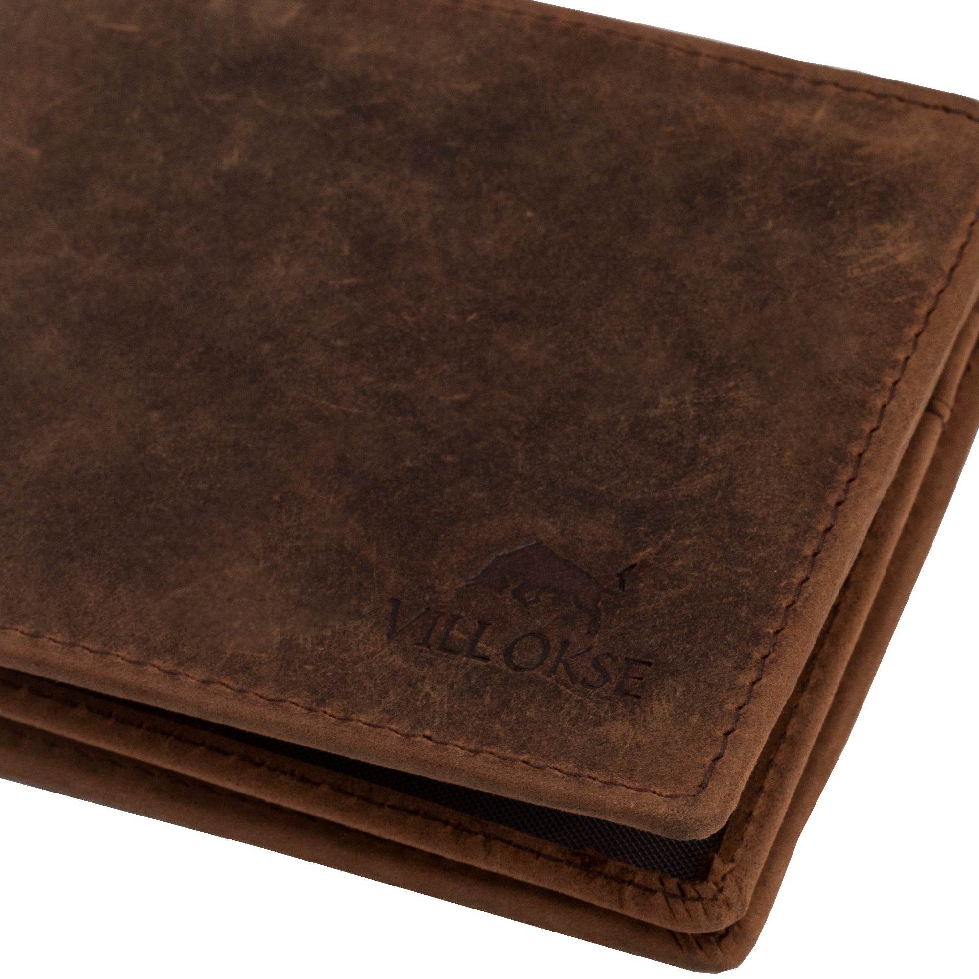 David - RFID Protected Leather Wallet - Oak Brown - VILL OKSE