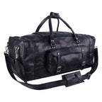 The Knight - Genuine Leather Weekender Bag - Black Nappa - VILL OKSE