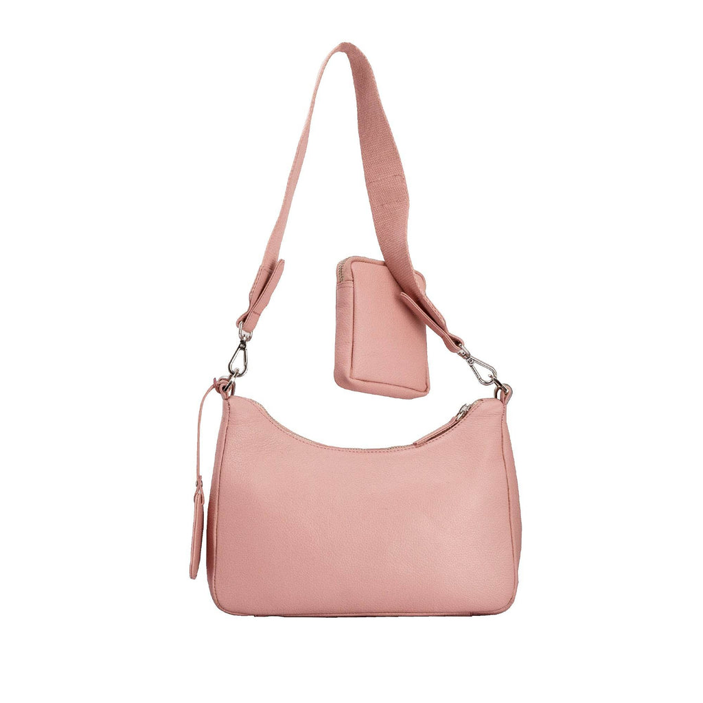 Sarah - Genuine Leather Sling Bag - Pebble Pink - VILL OKSE