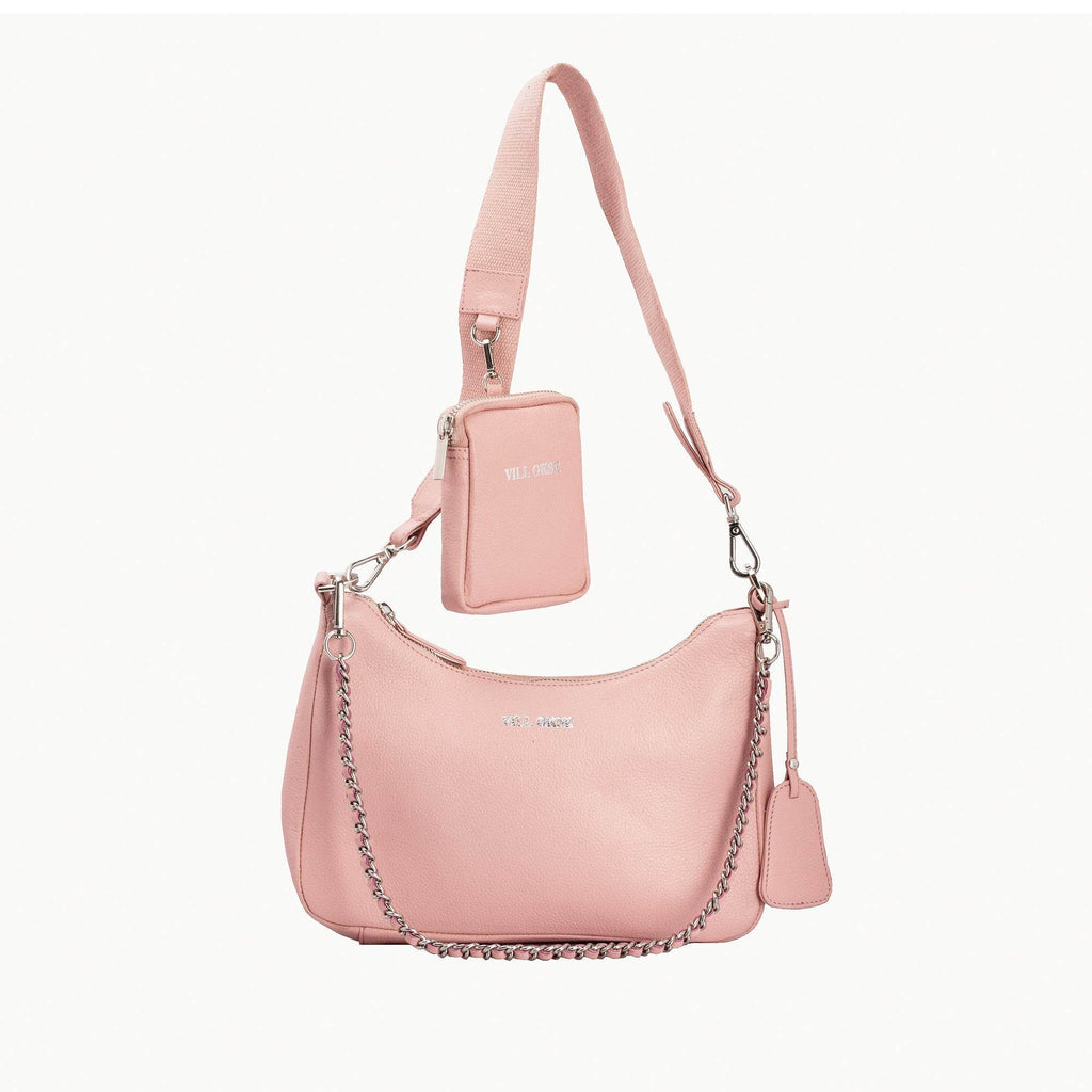 Sarah - Genuine Leather Sling Bag - Pebble Pink - VILL OKSE