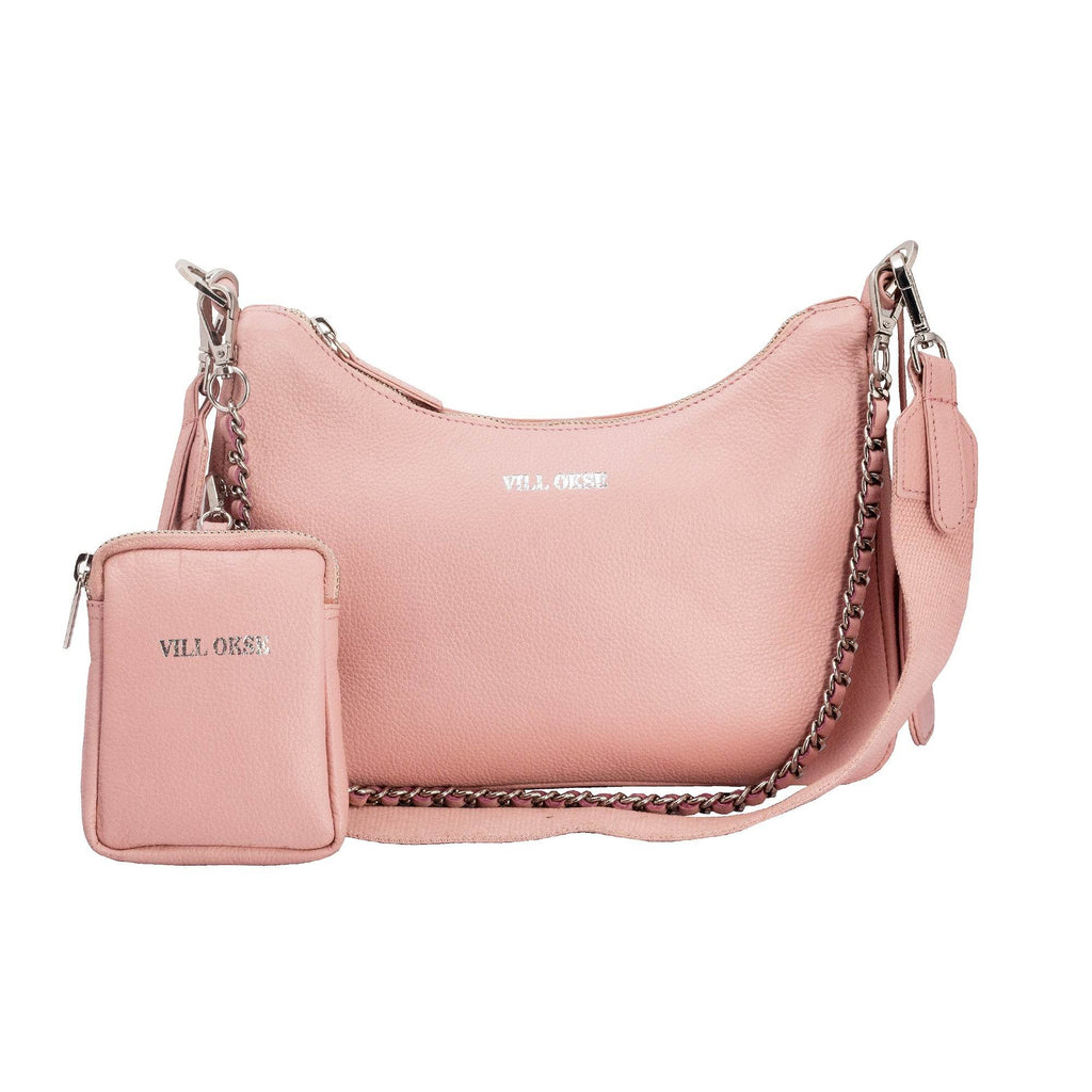 Sarah - Genuine Leather Sling Bag - Pebble Pink - VILL OKSE