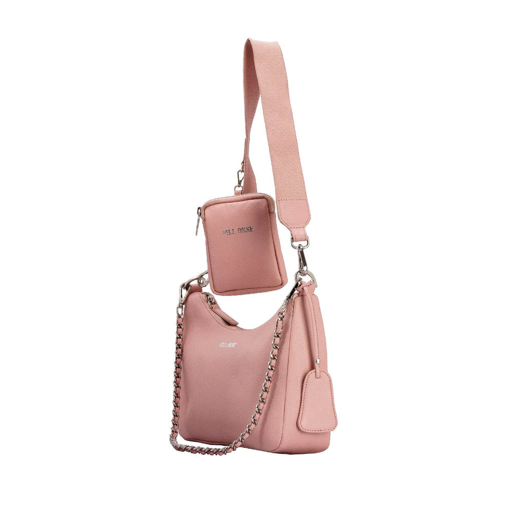 Sarah - Genuine Leather Sling Bag - Pebble Pink - VILL OKSE