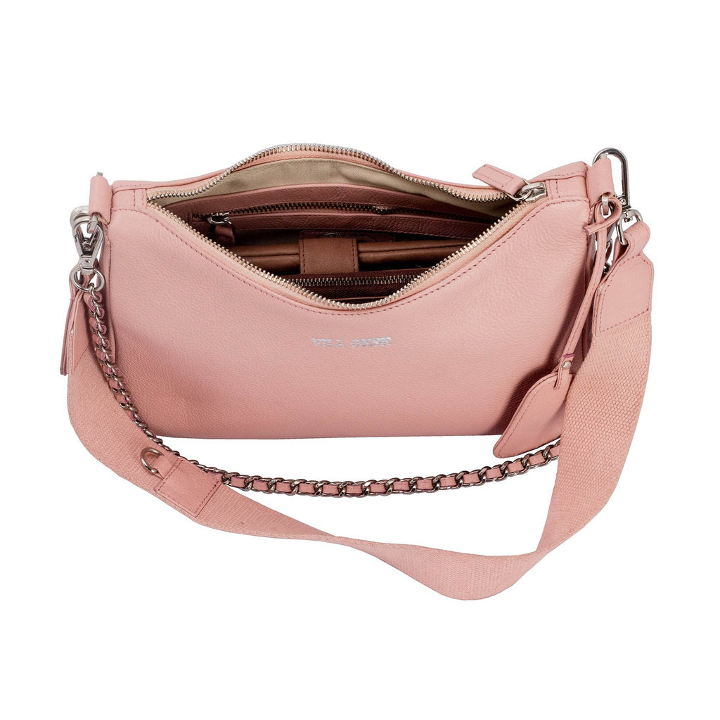Sarah - Genuine Leather Sling Bag - Pebble Pink - VILL OKSE