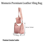 Sarah - Genuine Leather Sling Bag - Pebble Pink - VILL OKSE