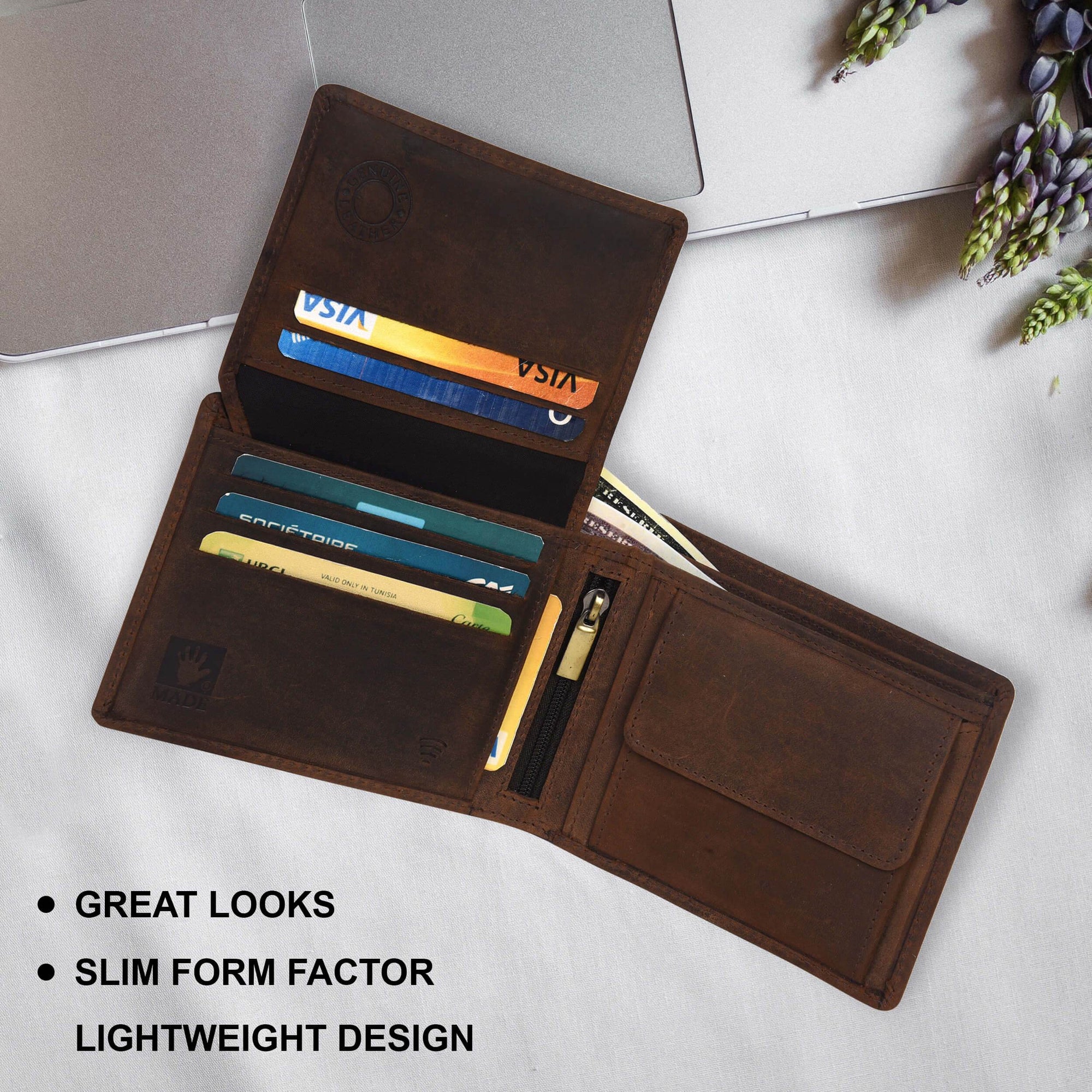 The Royal - RFID Protected Leather Wallet - Oak Brown Hunter - VILL OKSE