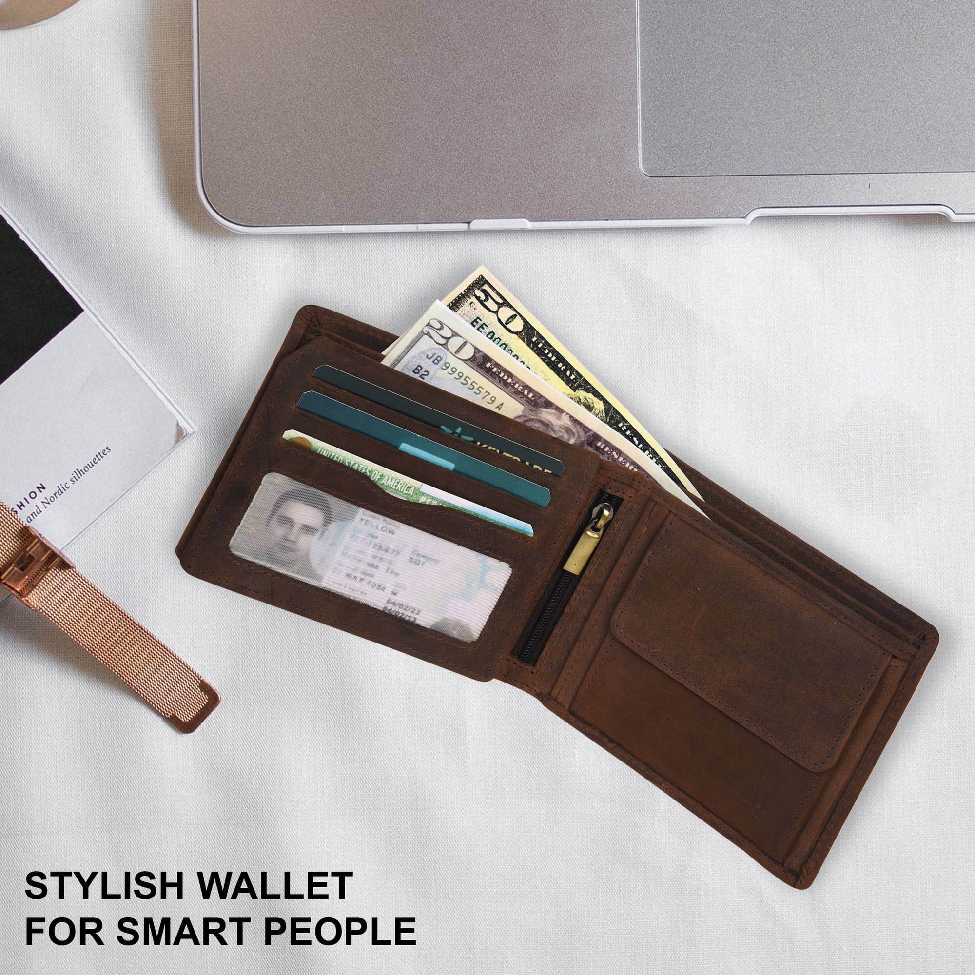 The Royal - RFID Protected Leather Wallet - Oak Brown Hunter - VILL OKSE