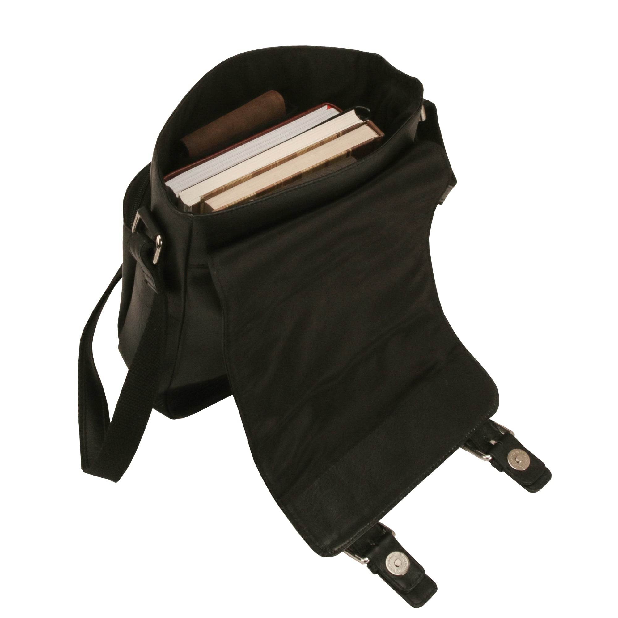 The Jack - Genuine Leather Messenger Bag - Black Nappa - VILL OKSE