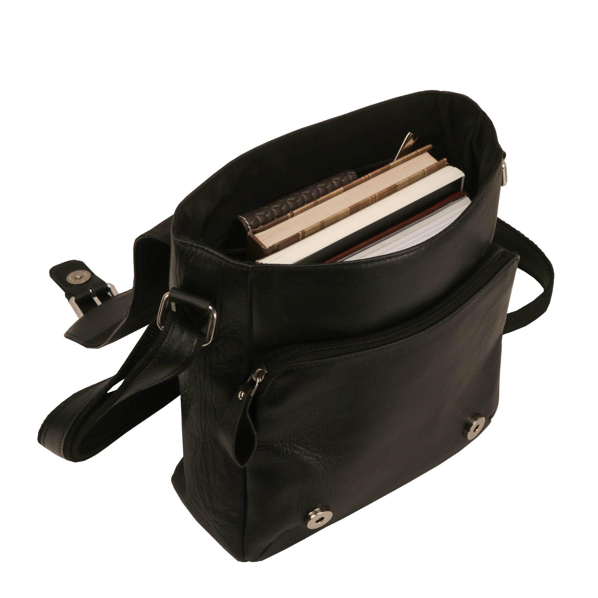 The Jack - Genuine Leather Messenger Bag - Black Nappa - VILL OKSE