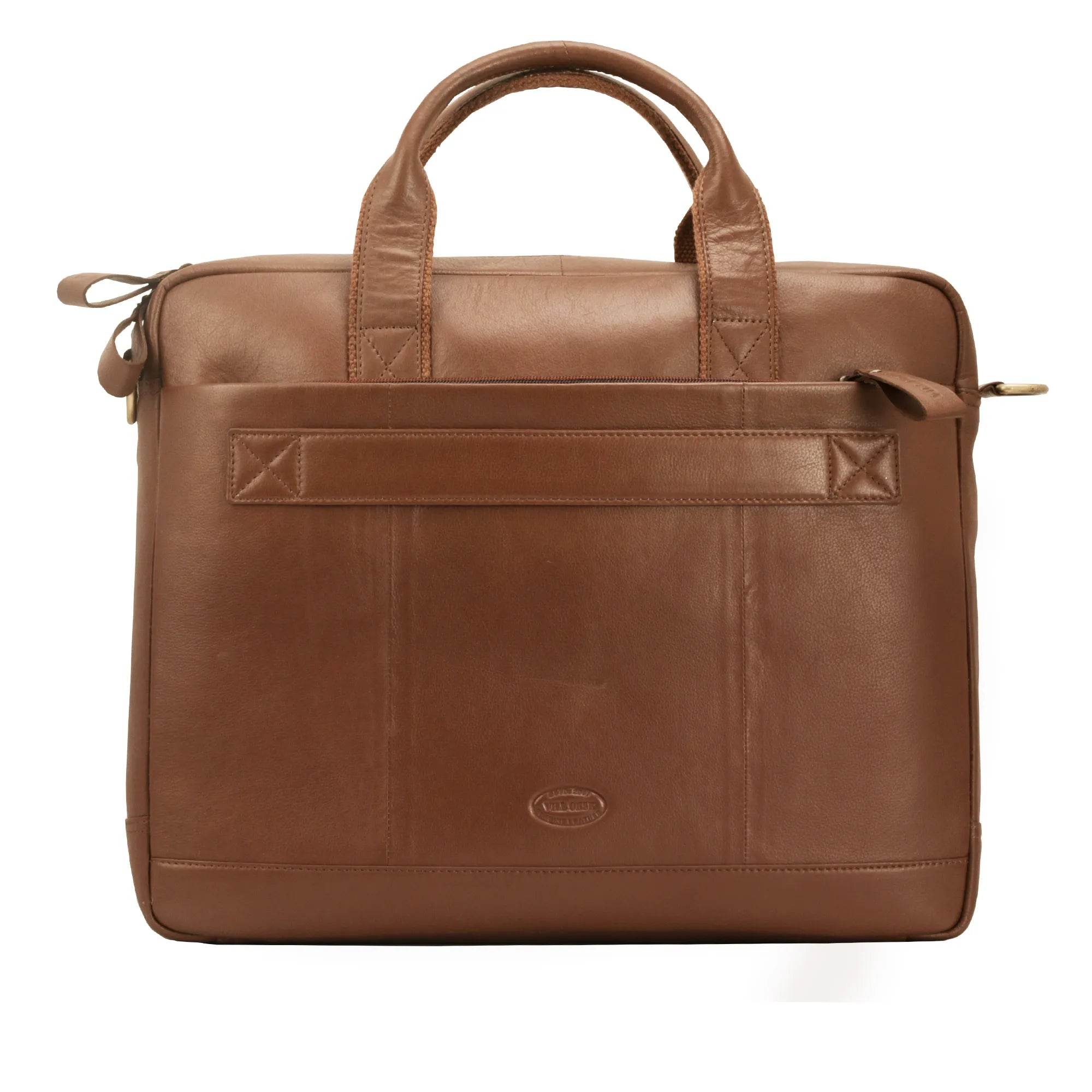 The Hector - Genuine Leather Laptop Bag - Cognac Nappa - VILL OKSE